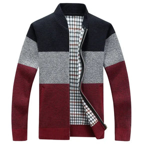 New Autumn Winter Men's Knitted Jackets Thick Soft Long Sleeve Warm Sweater Coat Stand Collar Fall Tide Casual Cardigan Male