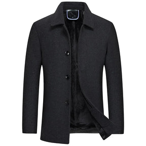 New Mens Fleece Warm Winter Coats Men Wool Blends Cashmere Trench Coats High Quality Solid Male Business Casual Wool Outewear