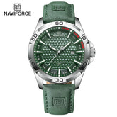 Top Brand NAVIFORCE  Men Quartz Watch Sports Shockproof Waterproof Leather Male Fashion Luxury WristWatch Casual Calendar Clock