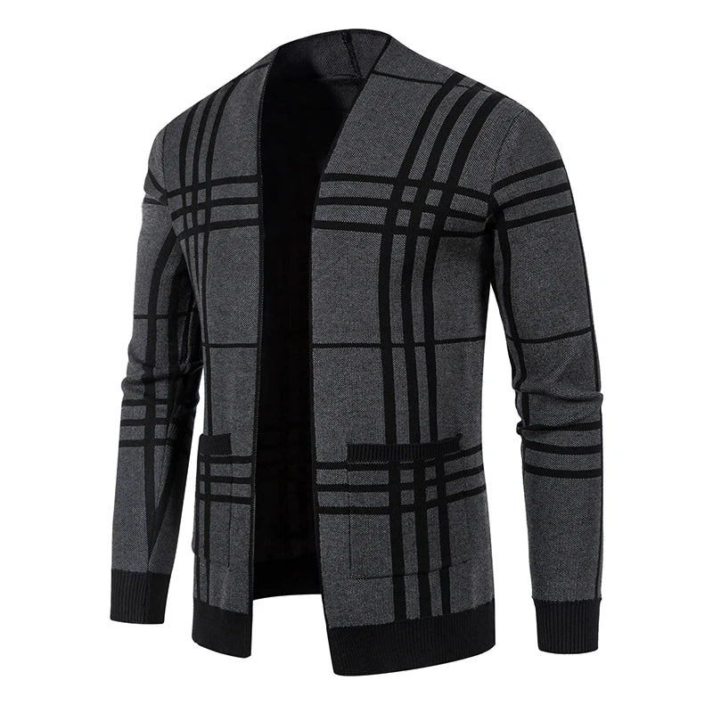 Men's Casual Knitted Sweater Cardigan Striped Plaid Trendy Classic Men Autumn Sweater Jacket Slim Fit Knitwear Male Clothing