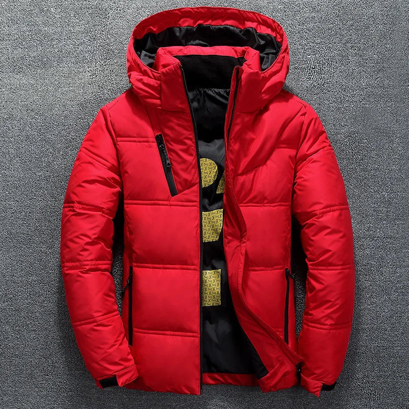 New White Duck Down Jacket Men Winter Warm Solid Color Hooded Down Coats Thick Duck Parka Male High Quality Winter Outdoor Coat