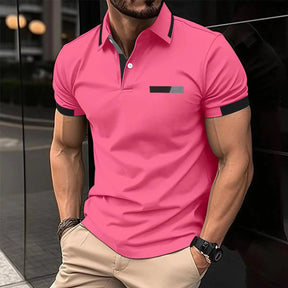 Camisa polo monocromática de manga curta masculina, camisa clássica de negócios, lazer e negócios, alta qualidade, nova