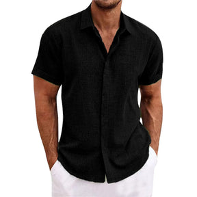 Camisa * de algodão e linho para homens, camisa de manga curta com botão, confortável e leve, alta durabilidade, verão, novo, 2024