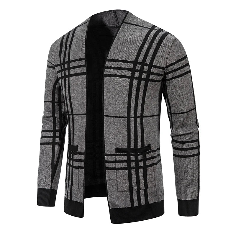 Men's Casual Knitted Sweater Cardigan Striped Plaid Trendy Classic Men Autumn Sweater Jacket Slim Fit Knitwear Male Clothing