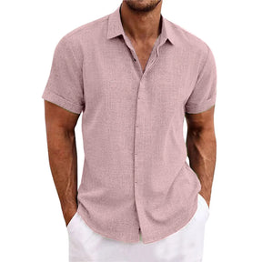 Camisa * de algodão e linho para homens, camisa de manga curta com botão, confortável e leve, alta durabilidade, verão, novo, 2024