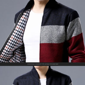 New Autumn Winter Men's Knitted Jackets Thick Soft Long Sleeve Warm Sweater Coat Stand Collar Fall Tide Casual Cardigan Male