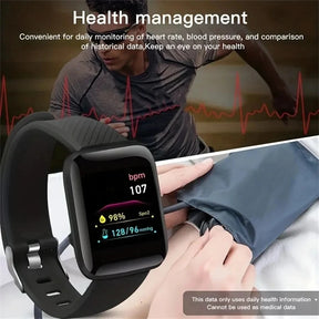 Relógio Inteligente Multifuncional para Homens e Mulheres, Smartwatch Esportivo com Controle de Música, Calorias de Passo, Relógio Despertador 116Plus, Message Remind, D13