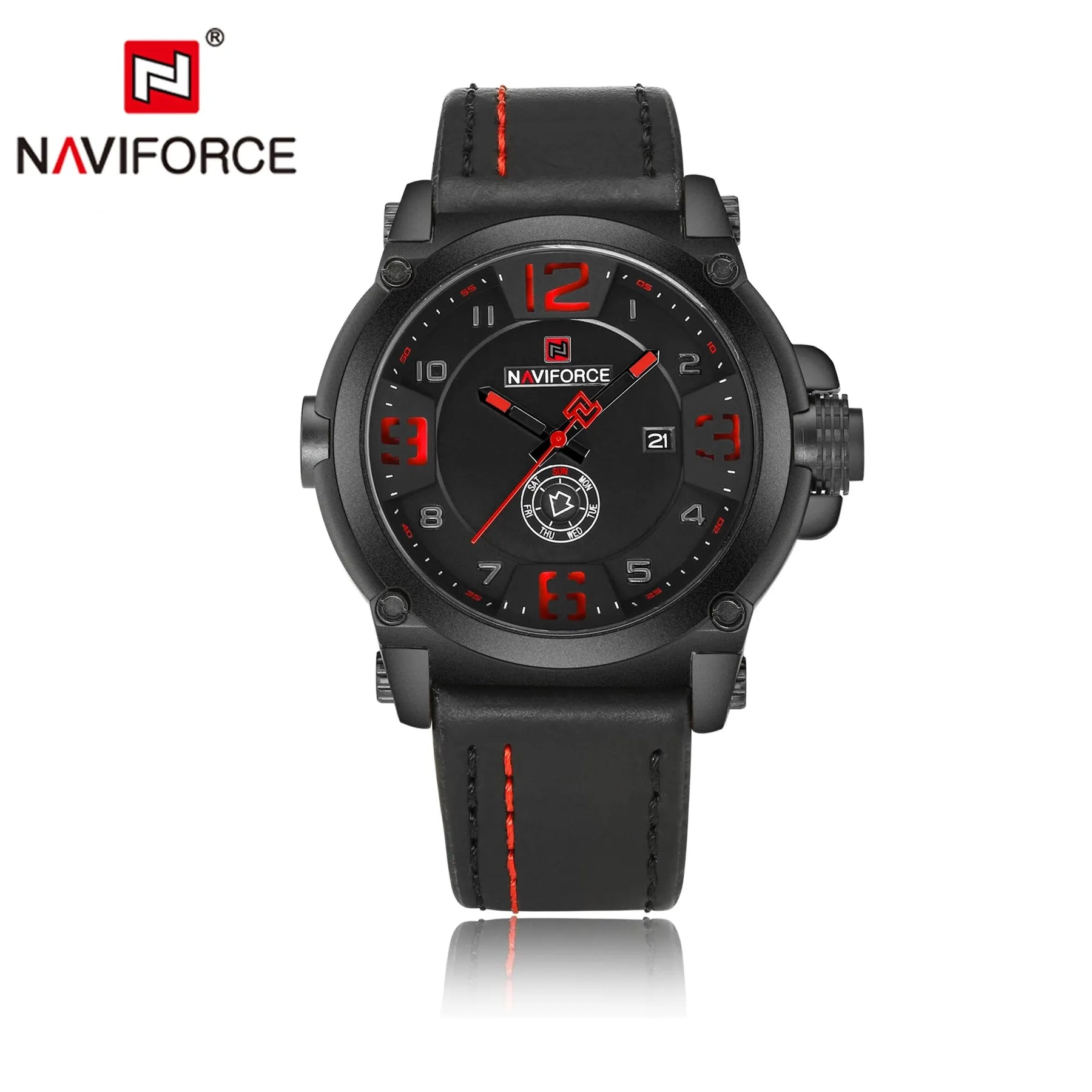 NAVIFORCE Top Luxury Brand Men Sports Military Quartz Watch Man Analog Date Clock Leather Strap Wristwatch Relogio Masculino