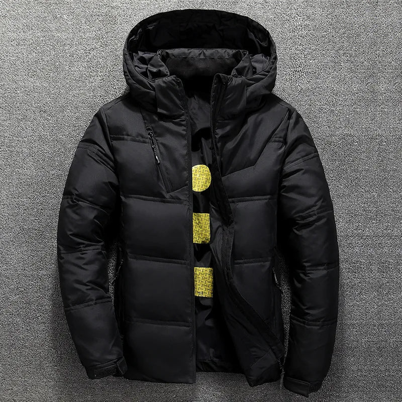 New White Duck Down Jacket Men Winter Warm Solid Color Hooded Down Coats Thick Duck Parka Male High Quality Winter Outdoor Coat