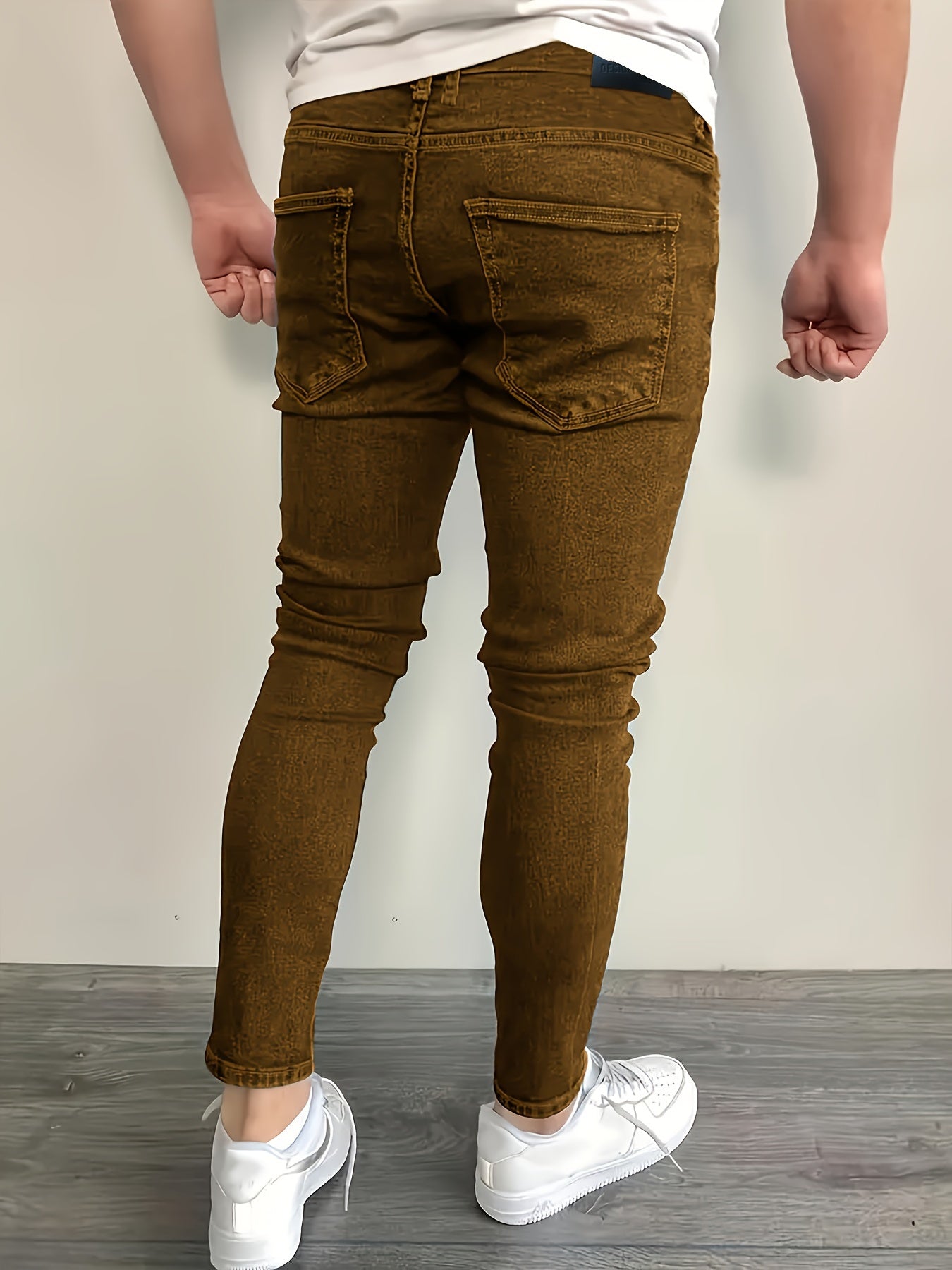 Calças jeans skinny casuais masculinas, calças jeans clássicas e versáteis para todas as estações