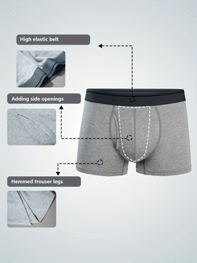 4 peças de cuecas boxer confortáveis e respiráveis para homens, com elástico na parte frontal e ajuste clássico, proporcionando conforto e comodidade.