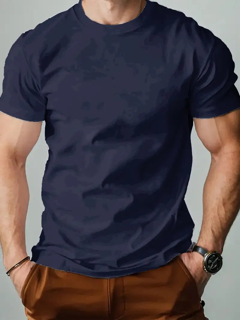 Camiseta * masculina lisa, camiseta casual de moda, camiseta de gola redonda de manga curta estilo streetwear