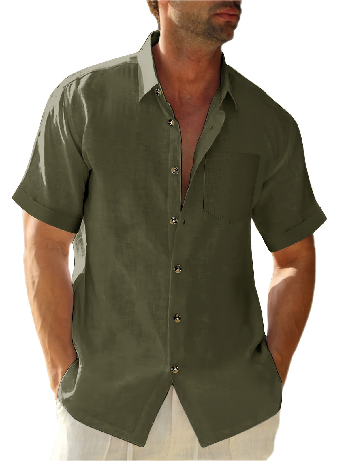 Camisa * masculina de tamanho grande, sólida, moda casual de manga curta para o verão, estilo descolado