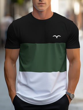 Camiseta masculina de manga curta com estampa de pássaro, confortável e estilosa para o verão, estilo casual diário de moda