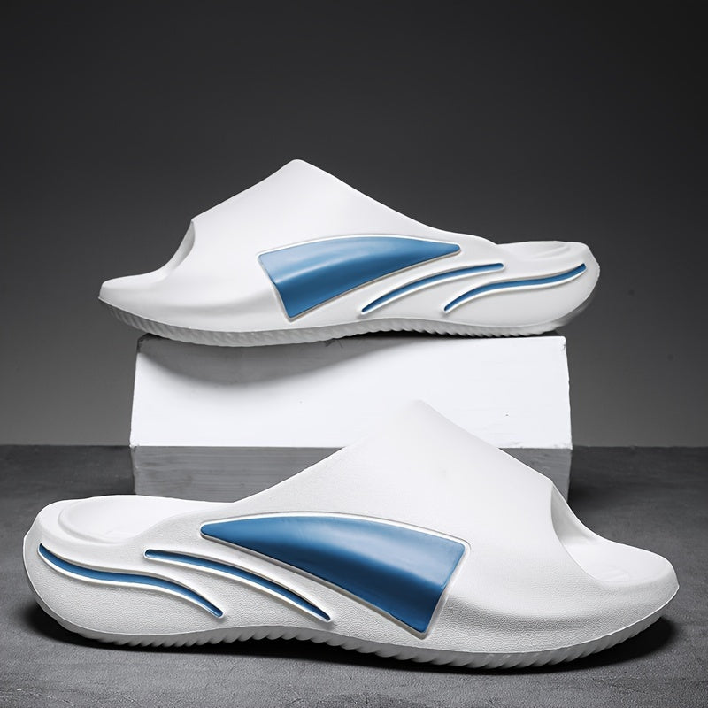 Chinelo masculino moderno com bloco de cores, aberto na ponta, respirável e confortável, com solado grosso antiderrapante, durável e macio em EVA, calçado masculino