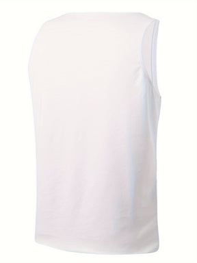 Regata masculina de verão com estampa de blocos de cores, secagem rápida, respirável e que absorve umidade, ideal para prática esportiva, academia e corrida, roupas masculinas