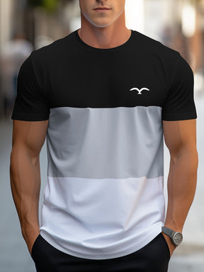 Camiseta masculina de manga curta com estampa de pássaro, confortável e estilosa para o verão, estilo casual diário de moda