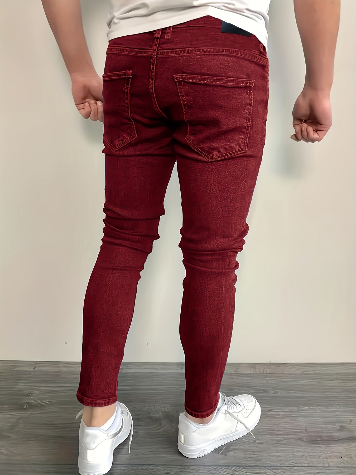 Calças jeans skinny casuais masculinas, calças de ganga versáteis estilo street para todas as estações