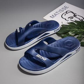 Chinelo Masculino de Cor Sólida com Ponta Aberta, Confortável e Respirável, Solado Macio e Durável, Ideal para Atividades ao Ar Livre