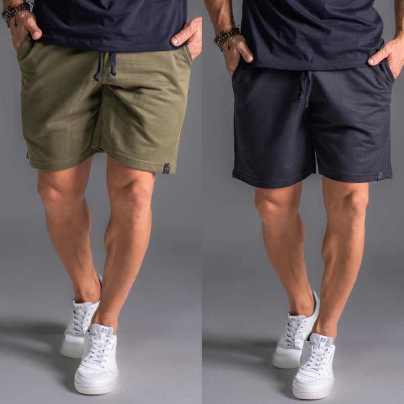 Kit 2 Bermuda Shorts de Moleton Masculina Com Amarração e Elástico Academia Treino/Casual.