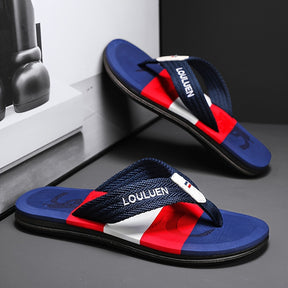 Chinelo masculino estiloso com bloco de cores, leve e confortável, antiderrapante e durável, ideal para atividades ao ar livre no verão, calçado masculino