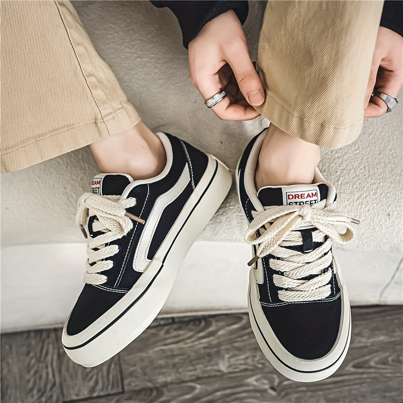 Sapatos clássicos e modernos de skate para homens com amarração, estilo baixo, antiderrapante para atividades casuais ao ar livre, caminhadas em todas as estações.