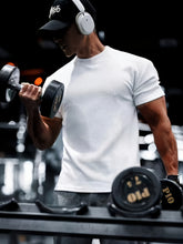 Camiseta * masculina de manga curta em malha canelada, design elegante, casual e estiloso, perfeita para o verão, ideal para academia e treinos de fitness.