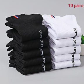 10 Pares De Meias Liner Masculinas Simples E Sólidas, Confortáveis, Respiráveis E Absorventes De Suor Para Uso Externo Masculino