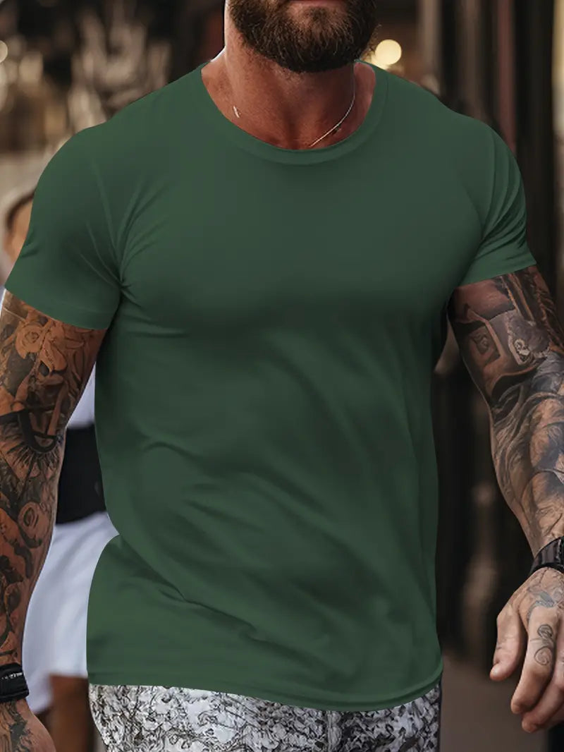 Camiseta * Básica De Manga Curta Para Homens, Ideal Para Uso Diário, Verão Ao Ar Livre