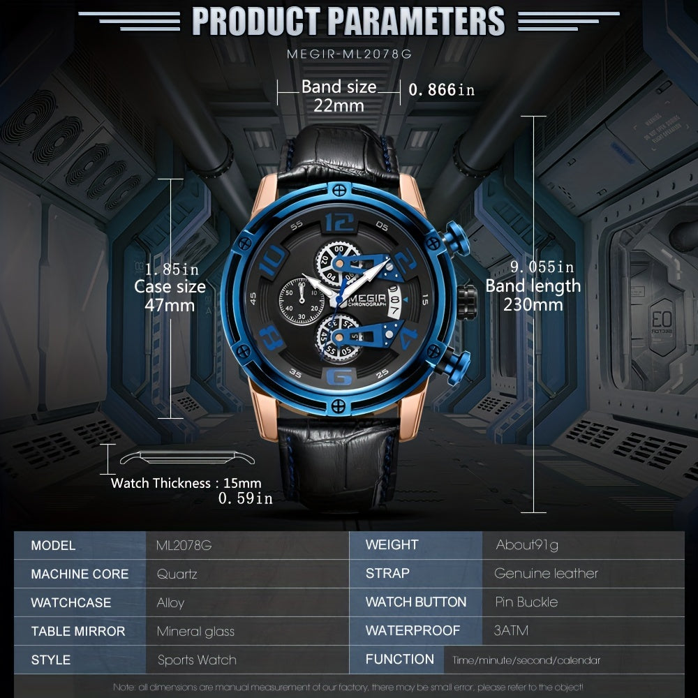 Cronógrafo multifuncional à prova d'água para homens