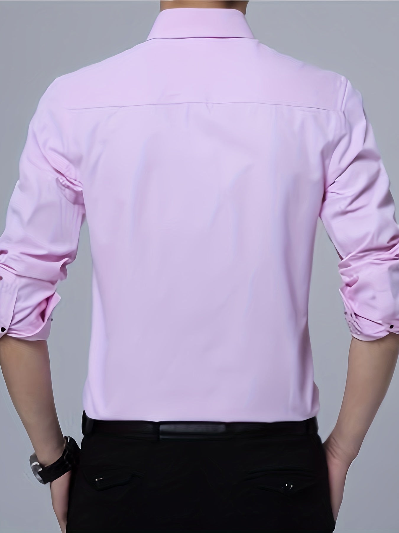 Camisa social masculina, confortável e formal, com lapela e botões, manga longa, para festas/casamentos/formais.