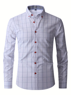 Camisa * xadrez formal masculina, roupas masculinas para ocasiões de negócios na primavera e outono, tops masculinos para festival de cerveja