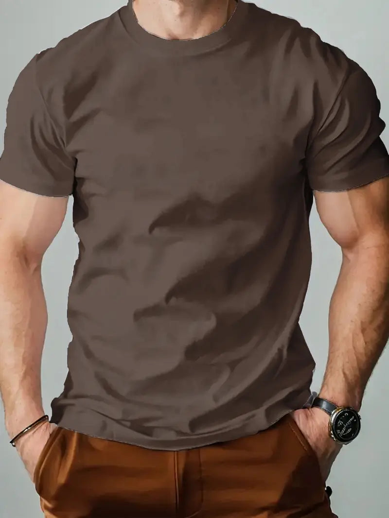 Camiseta * masculina lisa, camiseta casual de moda, camiseta de gola redonda de manga curta estilo streetwear