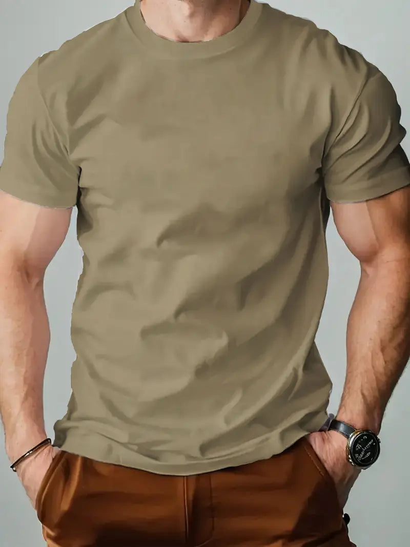 Camiseta * masculina lisa, camiseta casual de moda, camiseta de gola redonda de manga curta estilo streetwear