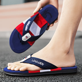 Chinelo masculino estiloso com bloco de cores, leve e confortável, antiderrapante e durável, ideal para atividades ao ar livre no verão, calçado masculino