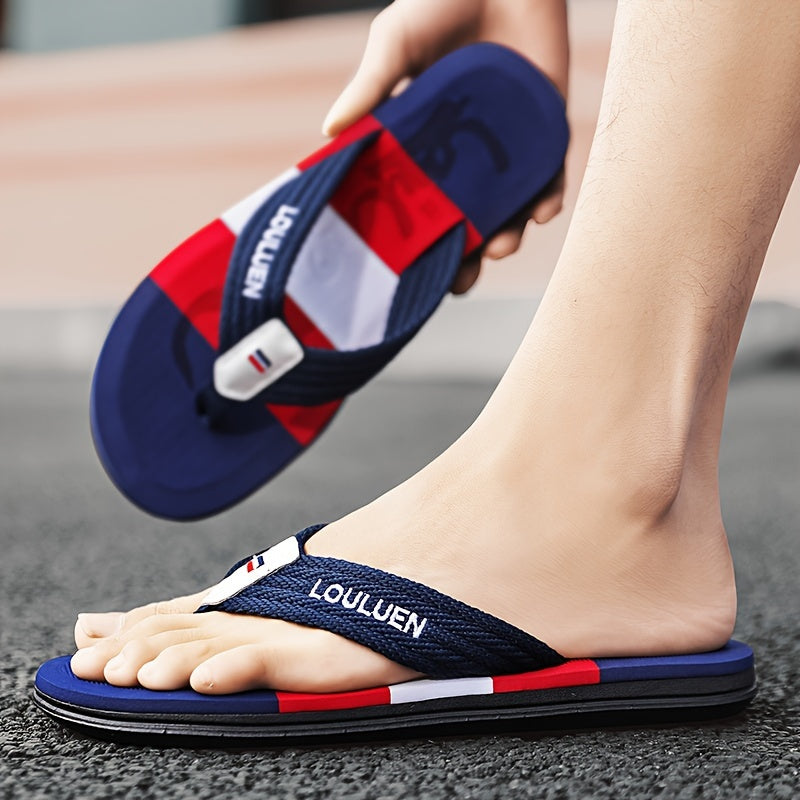 Chinelo masculino estiloso com bloco de cores, leve e confortável, antiderrapante e durável, ideal para atividades ao ar livre no verão, calçado masculino