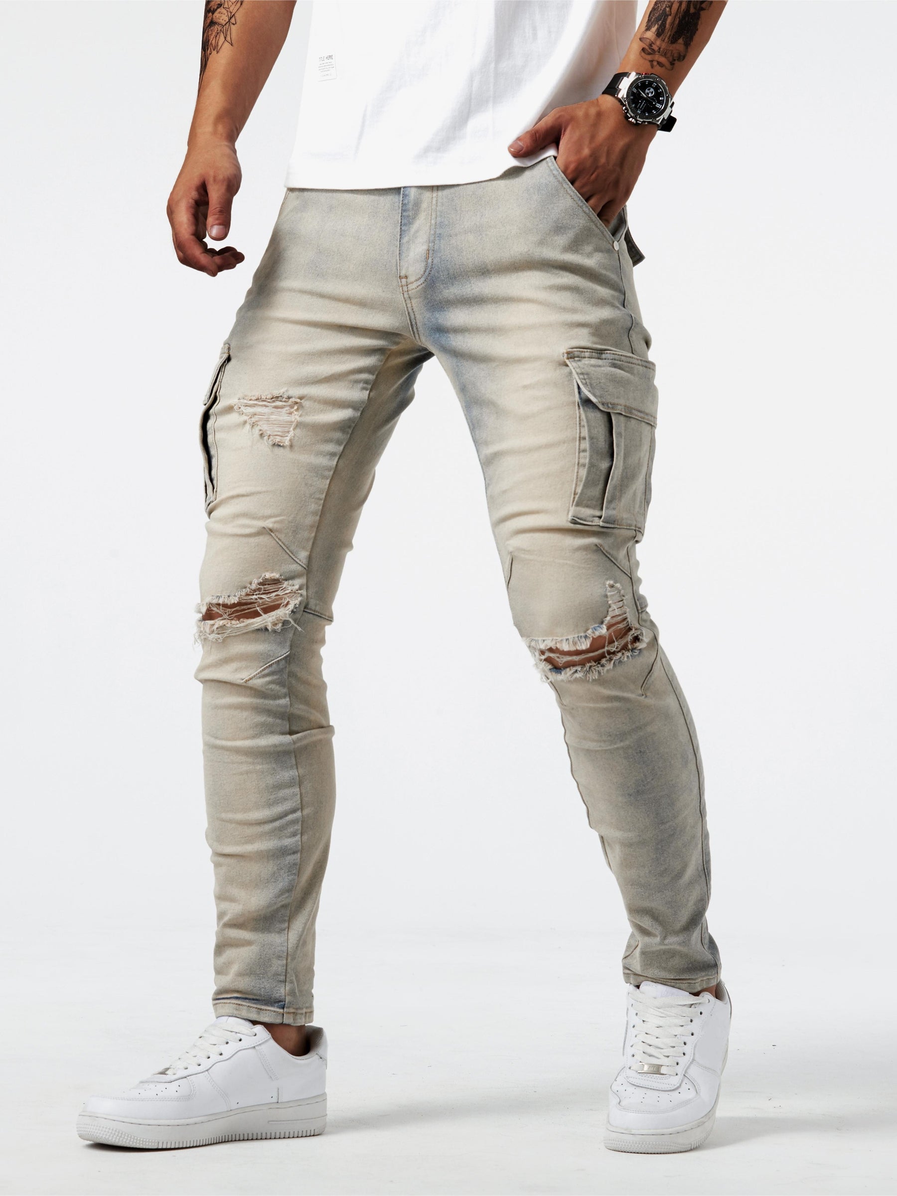 Calças * jeans cargo slim fit