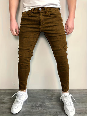 Calças jeans skinny casuais masculinas, calças jeans clássicas e versáteis para todas as estações