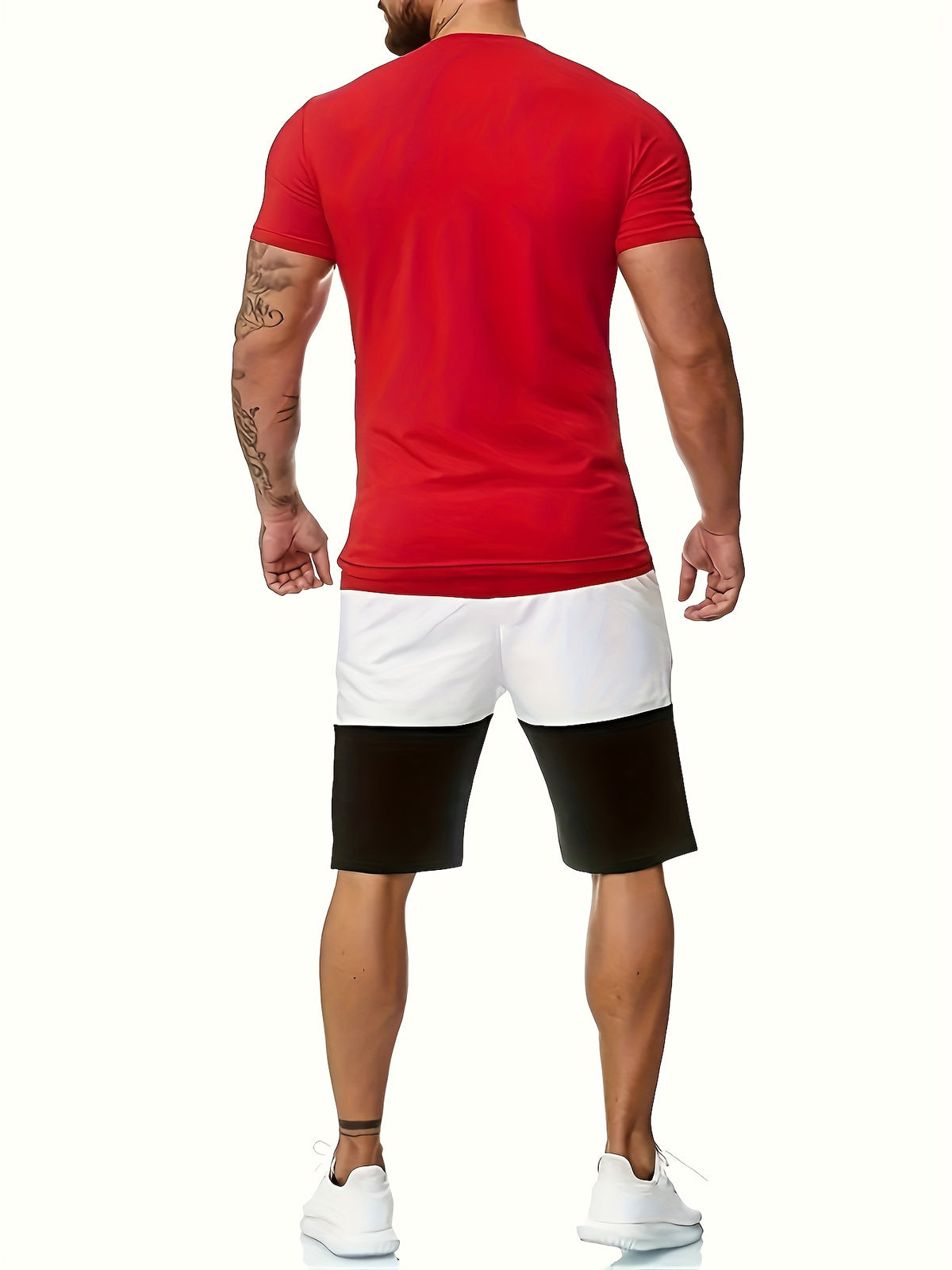 Camiseta * e shorts (conjunto) casuais com estampa de listras requintadas para o verão