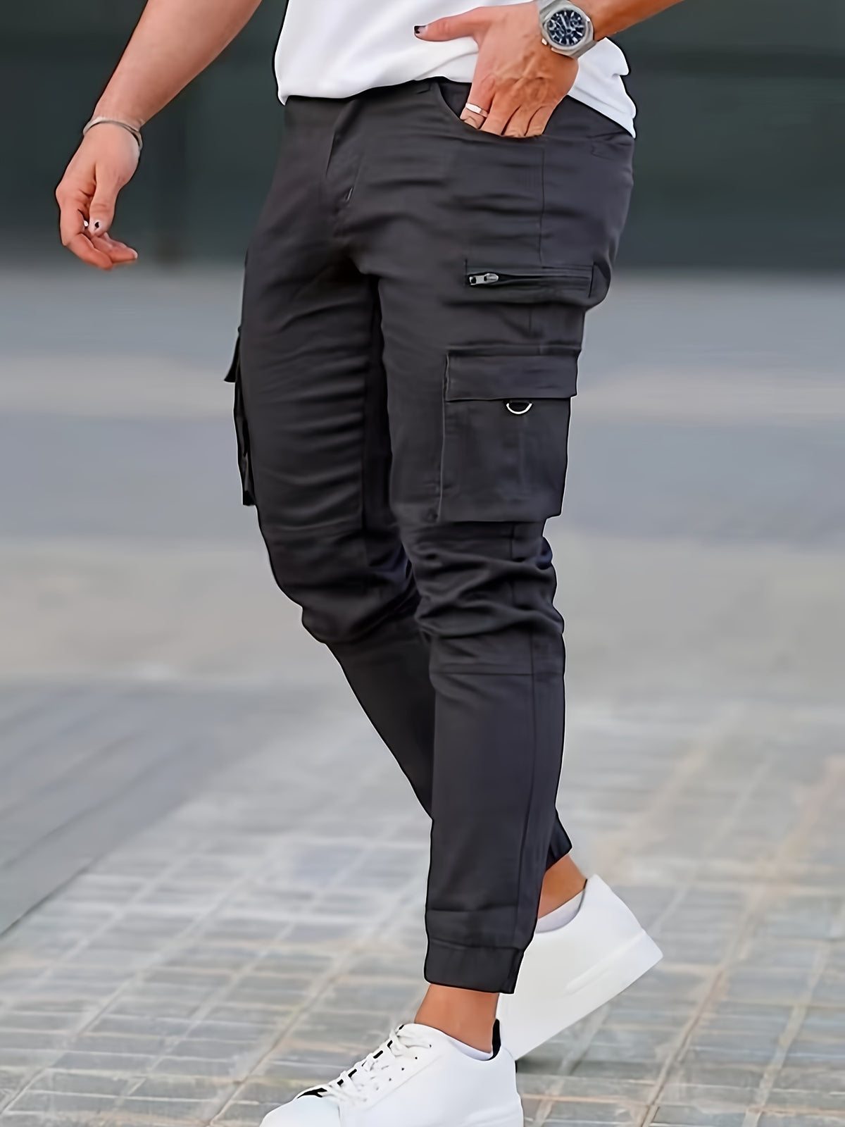 Calça cargo jogger masculina, sólida e colorida, respirável e resistente para atividades ao ar livre como presente