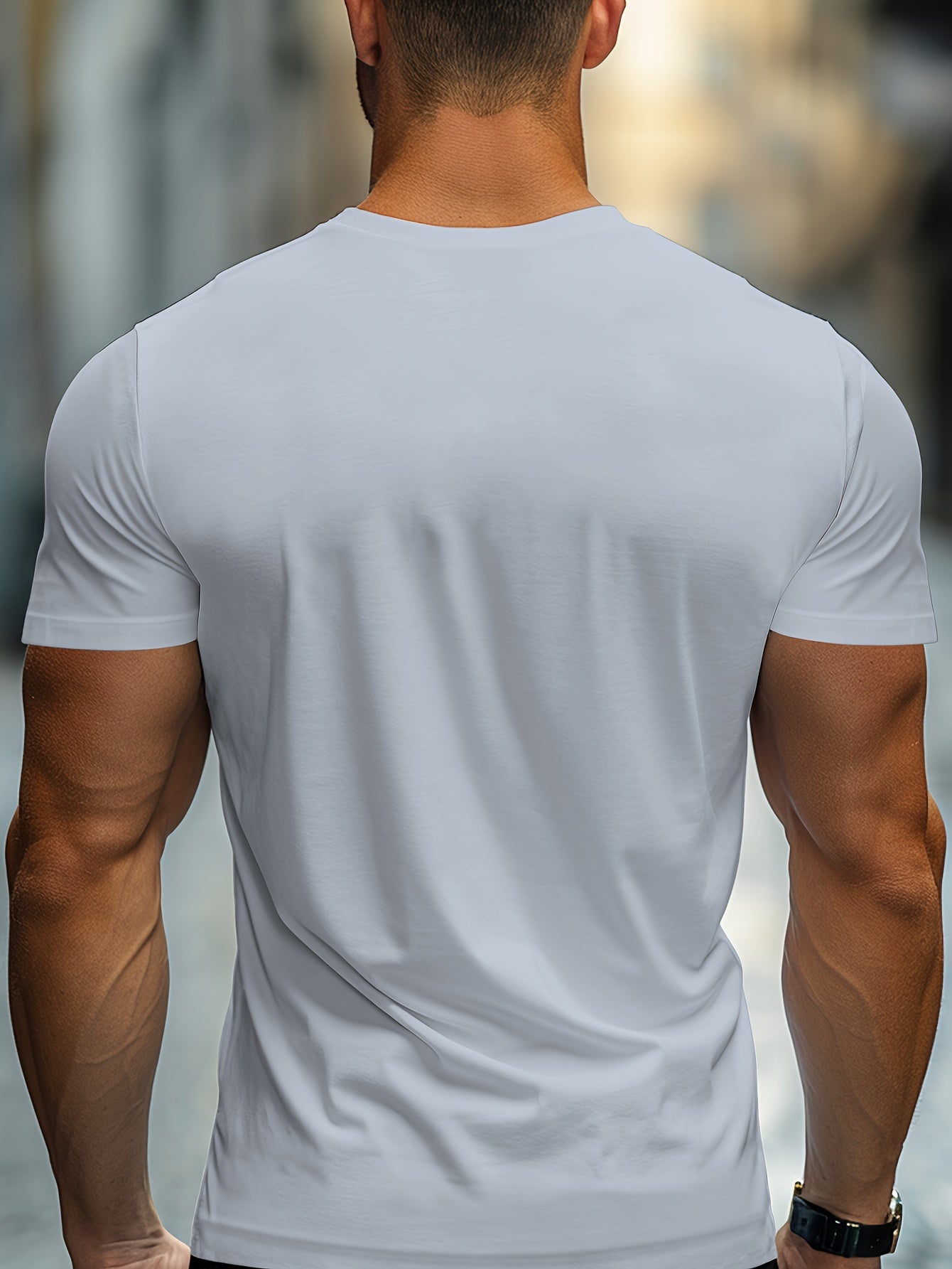 Padrão Criativo e Estiloso de Paris, Camiseta Masculina de Manga Curta com Gola Redonda, Estilo Simples, Camiseta de Corte Regular, Top Casual e Confortável para Primavera, Verão, Férias e Lazer, Roupas Masculinas como Presente