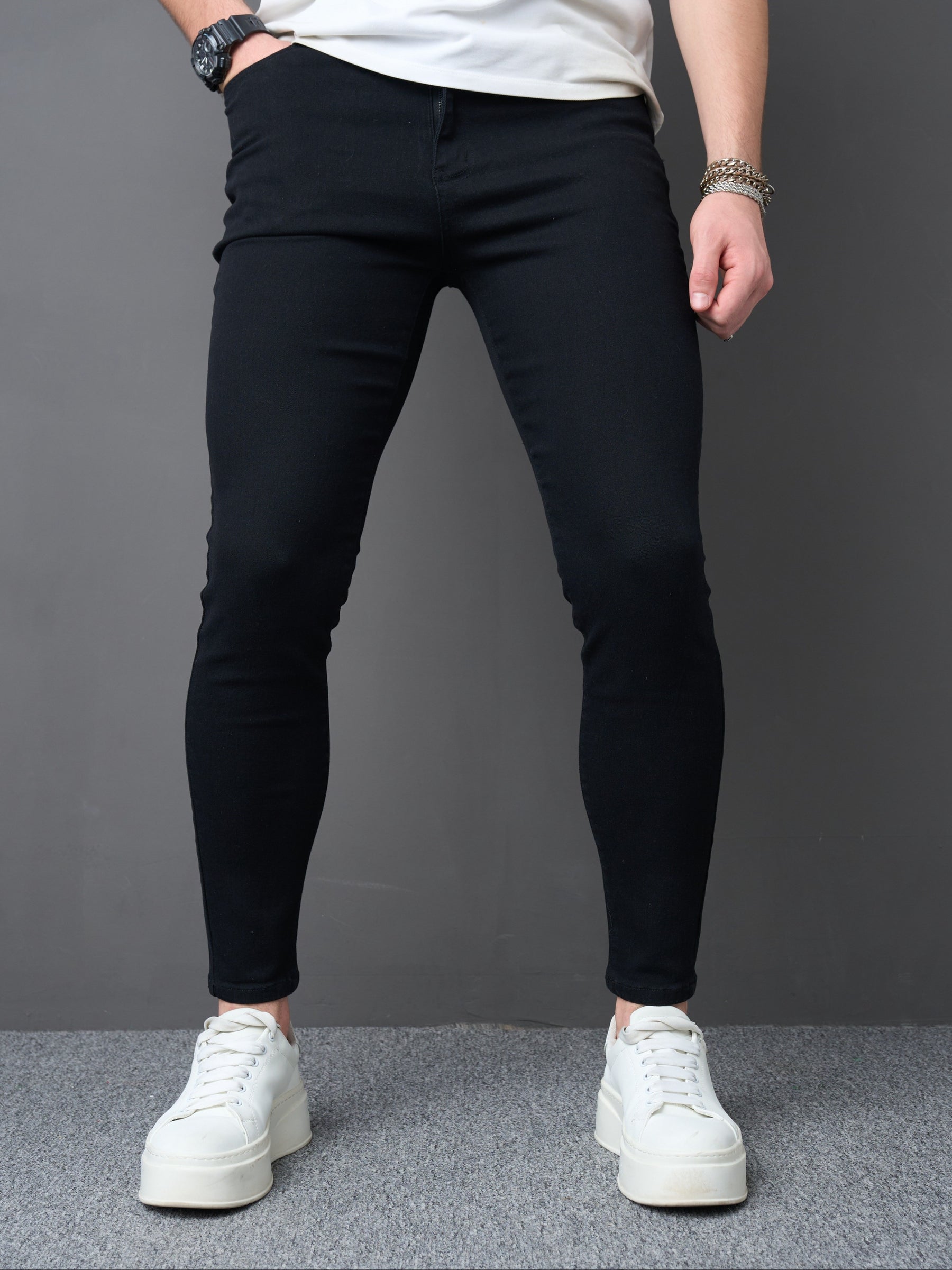 Calças jeans skinny casuais masculinas, calças jeans clássicas e versáteis para todas as estações