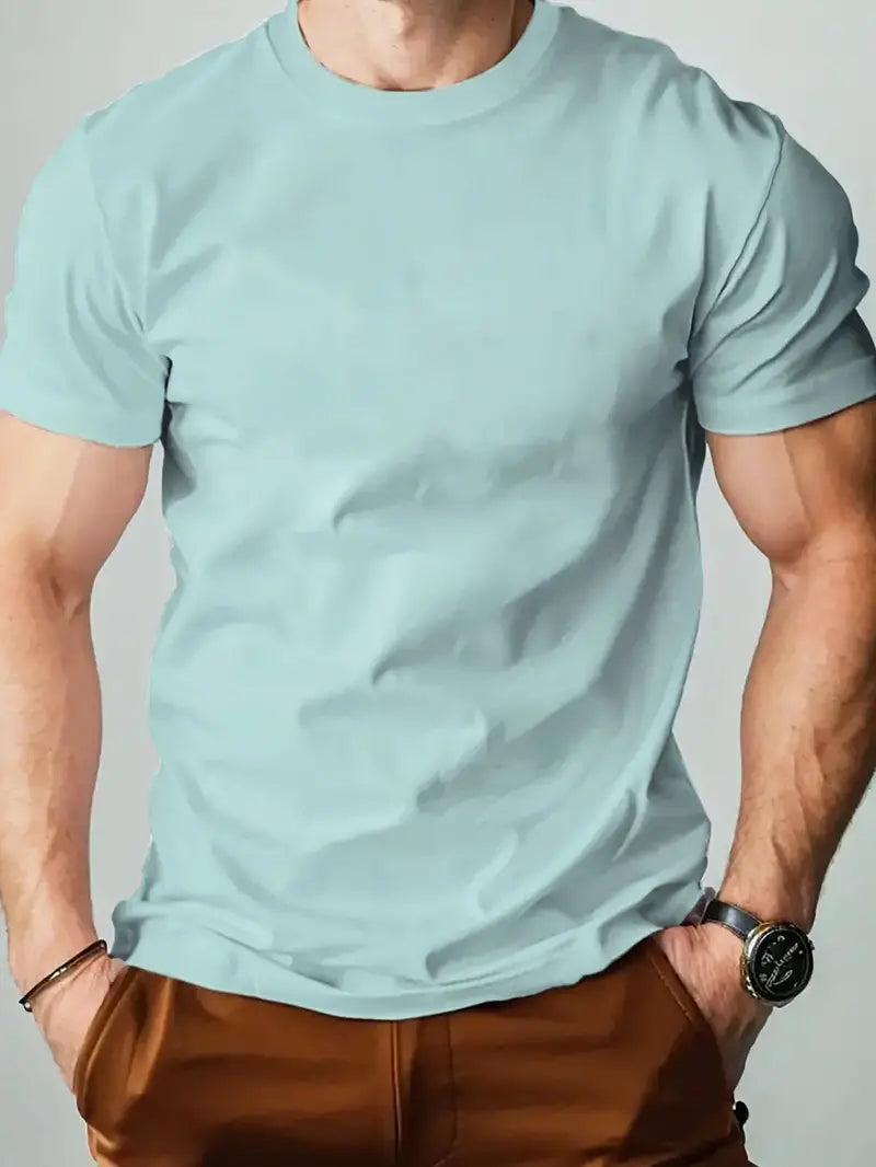 Camiseta * masculina lisa, camiseta casual de moda, camiseta de gola redonda de manga curta estilo streetwear